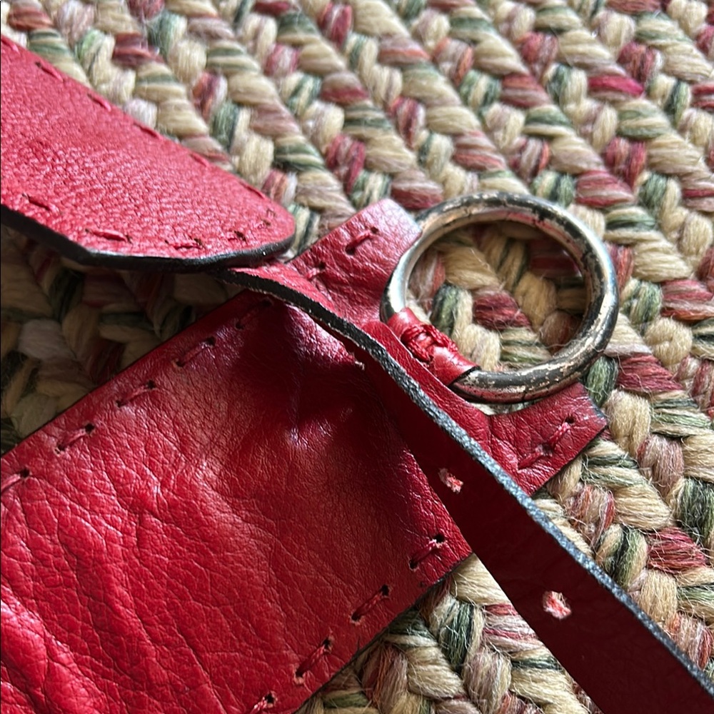 Red Leather Belt with Silver Ring